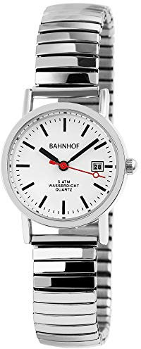 Bahnhof Damen - Uhr Metall Zugband Armbanduhr Datum Analog Quarz 170049