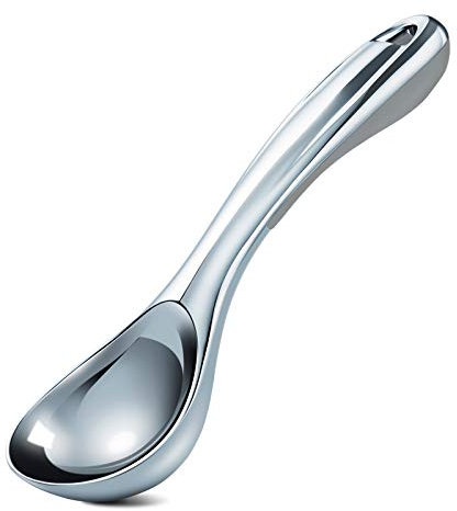 Love-KANKEI Cuchara para helado con mango de goma, aleación de zinc, antiadherente, longitud 19 cm, diámetro 5 cm (gris)