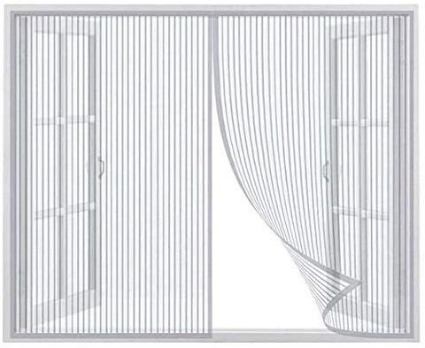 CHENG Zanzariera Magnetica per Porte 120x160cm, Resistente Traspirante Tenda Zanzariere, Totalmente Magnetica Easy to Install, per Finestre A Battenti, Bianca