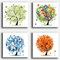 Quadri Moderni 4 pezzi Albero della vita 4 stagioni Klimt Style Stampa Tela CANVAS Arredamento Arte XXL Arredo soggiorno salotto camera letto cucina ufficio bagno bar ristorante (4 pezzi 30x30 cm)