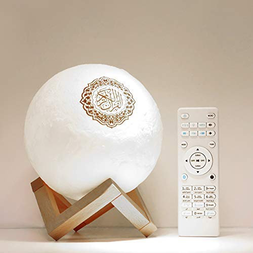 Urstory1 Moonlight - Lecteur de son Coran pour les musulmans, haut-parleur Bluetooth avec lampe de lune LED, haut-parleur Quran sans fil avec changement de tactile, 7 couleurs