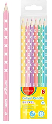 KEYROAD Buntstifte Pastellfarbenstifte Dreikantform - 6 Stück/Mischfarben/Erwachsene und Kinder/Weicher Graphit/Loch zum Aufhängen, KR971871