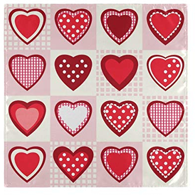 CaTaKu Valentine Love Heart Plaid Serviette Cocktail Servietten Tisch Dinner Napkin Washable Reusable Lunch Napkin for Party Home Kitchen Decoratifor