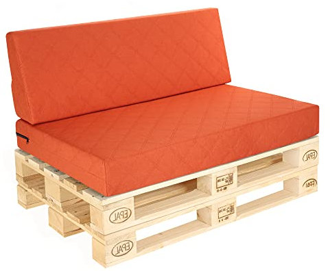Pillows24 Palettenkissen 2-teiliges Set Palettenauflage Polster für Europaletten Hochwertige Palettenpolster Palettensofa Indoor & Outdoor Erhältlich Made in EU Orange