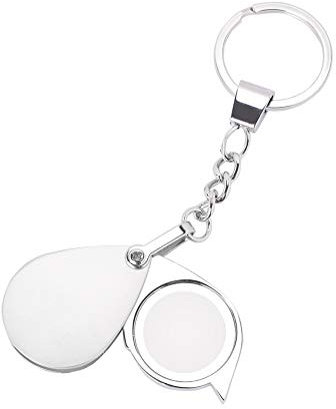 Portable Folding 15X Magnifier Key Ring Mini Metal Pocket Loupe Metal Optical Glass Magnifying Glass with Keychain Handheld Reading Magnifier Magnifying Tool for Jewelry Hobbies Crafts Stamps Coin