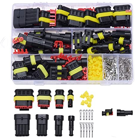 YULLING 352PCS Imperméable à l'eau Connecteur, Car Terminal Électrique Étanche Plug 1/2/3/4 Broches connecteurs électriques étanches pour Moto, Voiture, Camion