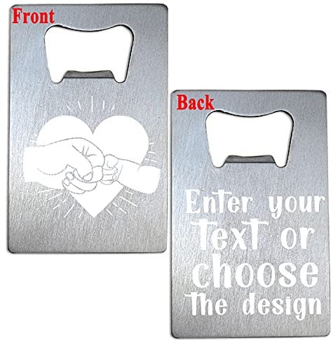 Personalised Bottle Opener Custom Credit Card Bottle Opener Stainless Steel Beer Bottle Cap Opener for Wedding Party Favors,Groomsmen,Bartender,Fathers'Day Gift,Silver