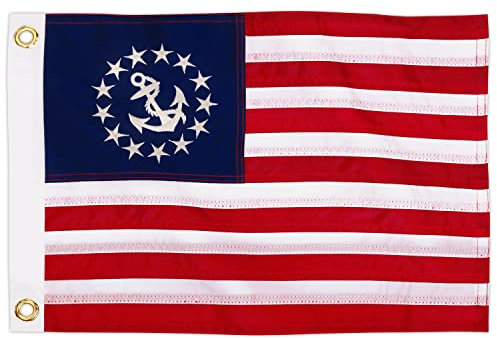 Anley EverStrong 12 x 18 United States Official Yacht Ensign Flag– Gestickte Sterne und genähte Streifen–4 Reihen Verschlussnähte– USA Nautical Marine Boat Flags Banner mit Messingösen 1 X 1,5 Ft
