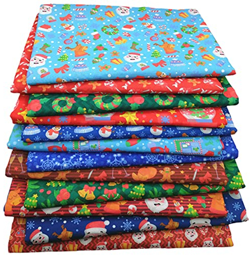 12 Stück Baumwollstoff Stoffpakete Weihnachten Stoffe Patchwork Set zum Nähen DIY Baumwolltuch Paket Stoffpakete mit Weihnachtsmuster für DIY Nähmuster Handwerk Zubehör (25 * 25cm)