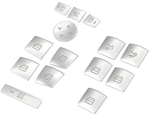 YUPVM Innen TüR Armlehne Fenster Schalter Knopf Verkleidung Aufkleber für GLK ML GL EIN BCEG Klasse W204 W212 W246 W166 X166, Silber