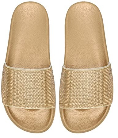Tianmao Sandali a Punta Aperta Donna Infradito Fibbia Ciabatte Estiva Slip-on Scarpe Casuale Sandali Antiscivolo Comode Nero Oro rosa Oro Argento Numero 36-41 EU