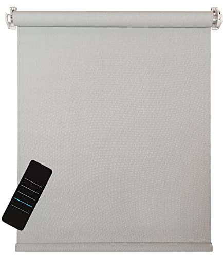Elektrisches Rollo, hellgrau, 5% lichtdurchlässig, inkl. Akku-Motor & Sender, 70x160 cm (1 ST)