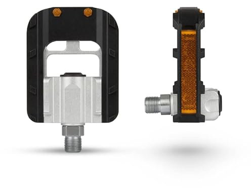 Fahrradpedale klappbar Faltpedale ALU mit Reflektoren - für alle Fahhradtypen, Trekkingrad, E-Bike, Tourenrad, Citybike, MTB - Komfort Pedale