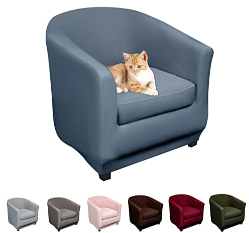 Lydevo Sesselhussen Clubsessel Stretch Sesselschoner Sesselbezug Tub Chair Cover Couchbezug Elastisch Anti-Rutsch Club Sesselüberwürfe Husse für Loungesessel,Blau Grau