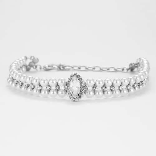 Mottdam Bling Strass Haustier Hund Schmuck Chihuahua Hundehalsband Bling Hundehalsband Leder Perle Haustier Halsband Halskette Kristall Schmuck Weihnachten Haustier Dekor (Stil B M)