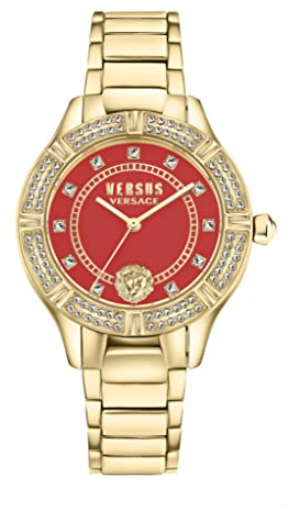 Versus Versace Canton Road Collection Luxus-Damenuhr, Rot/Ausflug, einfarbig (Getaway Solids), OS, Versus Versace Canton Road Crystal