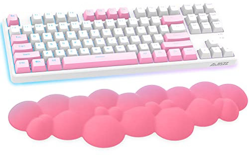 Cloud-Soft Ergonomic Wrist Rest for 100 Keys 87 Keys 68keys Keyboard PU Material Anti-Slip Rubber Base Memory Foam Cloud-Shaped Palm Rest for Computer Laptop,Pain Relief,15.2 * 4.4 * 1.2 inch -Red