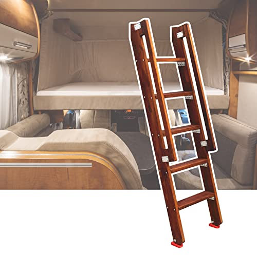 Hochbett Leiter Wohnmobil Etagenbett Leiter Holz - 49/59 Dachboden-Stufenleiter mit Gummifüßen & Haken, Reiseanhänger Doppelstock-Etagenleiter für Wohnheimwohnungshaus (Size : 5 Step 150cm/59)