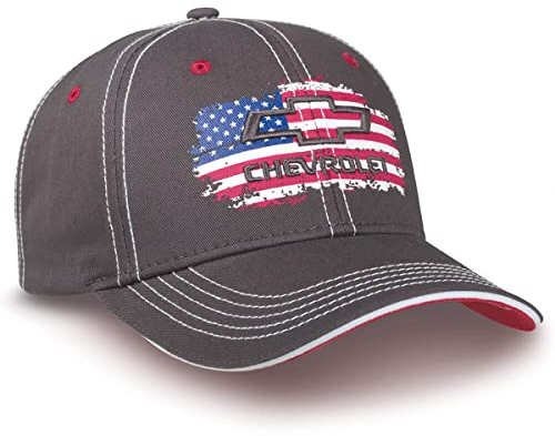 Chevrolet Salute Mütze mit amerikanischer USA-Flagge, patriotische Kappe mit Chevy-Bowtie-Logo, offizielles Lizenzprodukt von GM Gray, Grau, Einheitsgr��e