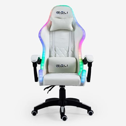 Produce Shop Sedia Gaming Bianca Poltrona massaggiante LED reclinabile ergonomica Pixy Plus