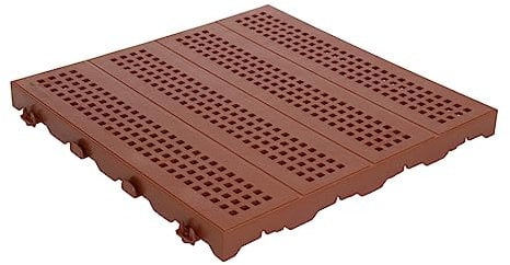 WUEFFE Piastrella in plastica 40x40h3,3 - mattonella Forata drenante Giardino Campeggio (Cotto, 10 Pezzi)