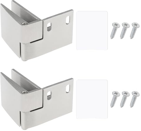 ECSiNG 2 Sätze Glastürscharniere, Eingebettete, Seitlich Montierte Glastürscharniere, Vitrinentüren, Weinschrank-Türscharniere, Ersatzteile mit Befestigungsschrauben Und Pads, Gebürstet