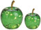 LED Deko Apfel Grün 2er Set – Glas Äpfel mit Timer & Beleuchtung – 10 & 5 LEDs – Craquelé Optik – Batterie betrieben – Ø 12 & 9 cm – Herbst & Weihnachtsdeko – mit An/Aus-Schalter (grün)