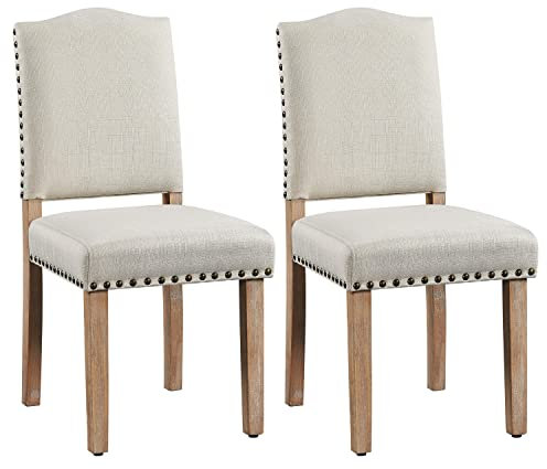 Yaheetech 2er Set Esszimmerstühle Stühle gepolstert, Modern Küchenstuhl bequemer Polsterstuhl, belastbar bis 136 kg, fürs Esszimmer/Küche/Wohnzimmer, beige