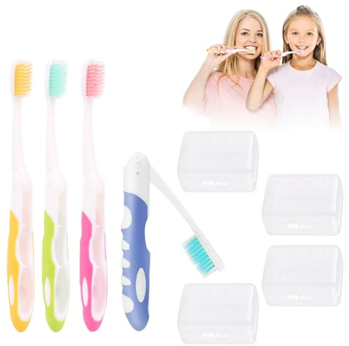 4 Piezas Cepillo de Dientes de Viaje, Cepillo de Dientes de Viaje Plegable, Cepillos de Dientes Suaves Portátiles, Cepillo de Dientes Plegable Portátil, Cepillo de Dientes Plegable de Viaje