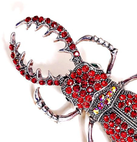 Broche Cristal Strass Broche Coléoptère Rouge Sertie De Diamants Épingle À Insectes Corsage De Chemise En Cristal Accessoire Épingle À Revers De Manteau Cardigan Vert