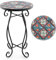 RELAX4LIFE Mosaik Beistelltisch, Gartentisch Rund, Mosaiktisch ∅30 x 50 cm, Bistrotisch aus Metall Keramik, Blumenhocker Klein, Balkontisch für Balkon Terrasse Garten (Bunt)
