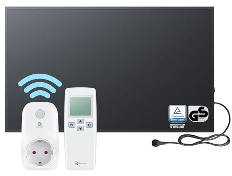 BR Bringer Infrarotheizung 700 Watt - mit Smart Thermostat und Fernbedienung - Infrarot Elektroheizung Energiesparend - 5 Jahre Garantie, TÜV GS - Deutsche Qualitätsmarke (schwarz)