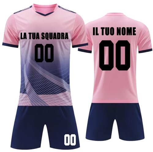 MEDUOLA Maillots et Ensembles de Football Personnalisés Maillots de Football Personnalisés avec Nom et Numéro T-Shirt de Football Personnalisés pour Adultes et Enfants (Rose 920)