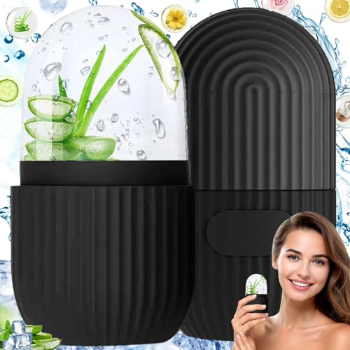 Eisroller Gesicht, Ice Roller Gesicht, Silikon Ice Roller, Face Ice Roller, Wiederverwendbar Ice Roller Gesicht für Glatte Augen, Pore Verkleinern, Erhellen Haut (black)