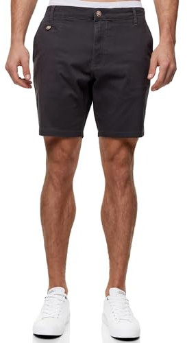 Indicode Herren INSylvester Chino Shorts mit 4 Taschen aus 98% Baumwolle | Bermuda Sommershorts für Männer Raven, S