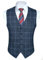 HISDERN Mens Blue Waistcoats Formal Check Waistcoat Plaid Waist Coat Working Wedding Suit Vest Sleeveless V Neck XL