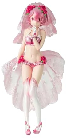 Zhongkaihua Hochzeitskleid-Version von Rem & Ram Anime-Figuren, 24 cm, Ramu-Actionfigur, stehende Statue, PVC-Modell, Desktop, Auto-Armaturenbrett-Ornamente