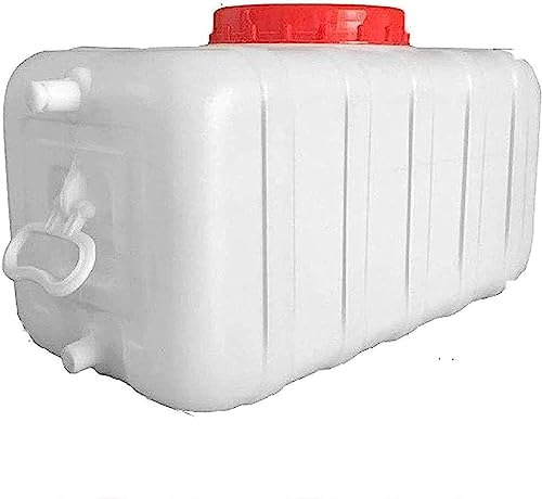 GLETSF Stockage d'eau Conteneur de Stockage d'eau Horizontal Portable Barils de Pluie pour collecter l'eau de Pluie Conteneur de Baril d'eau d'urgence, avec Robinet (Blanc 50 L)