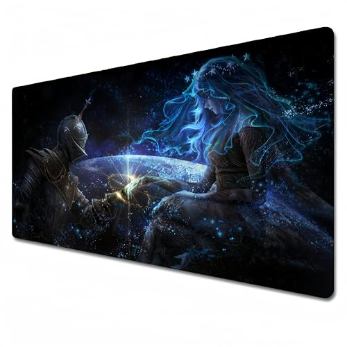 Elden Tapis de souris motif anneau | Bleu | Tapis de souris XXL 900 x 400 cm | Grand tapis de bureau | Imperméable - Antidérapant | Ranni (900 x 400 cm)