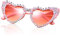 FUIPVGI Herz Sonnenbrille Retro Mode Herz Geburtstagsbrille Perle, Herzbrille Herzbrillen Brille Partybrillen, Damen Herzförmige Geburtstag Party Sonnenbrillen Accessoires (Rosa) (Rosa)