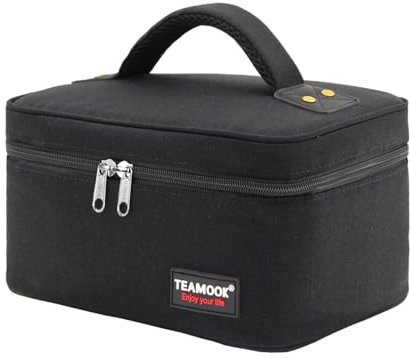 TEAMOOK Lunch Bag Insulated Lunch Box for Adults Men and Women,Leakproof Waterproof Cool Bag with Soft Handle 4.2L Solid Black