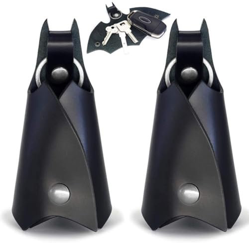 JEYORZY Leder-Schlüsseletui mit Batman-Schlüsselanhänger und -tasche zum Schutz von Auto- und Motorradschlüsseln