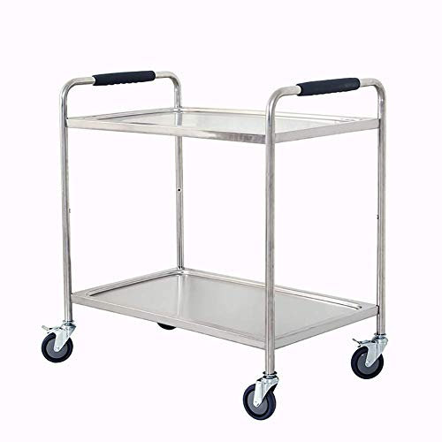 Chariot de salle à manger à 2 étages avec roue de frein universelle pour salon de beauté, spa, tatouage, coiffeur, hauteur 90 cm, solution de transport portable et pratique
