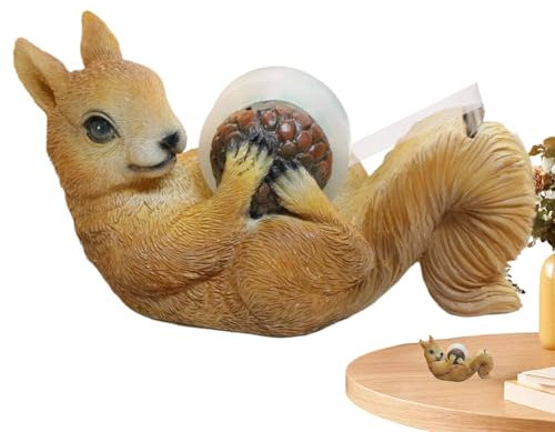 Cute Tape Dispenser, Squirrel Tape Holder, Desktop Tape Dispenser, Fun Tape Dispenser, Cute Squirrel Tape Dispenser for Use Decorative Resin Tape Holder for Desk