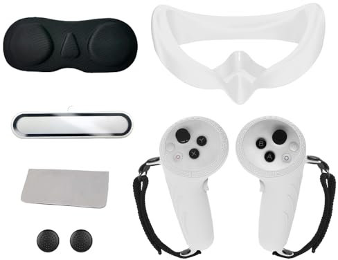 Funda 6 en 1 para Pico4 Ultra Reemplazo, funda de silicona con agarre, cubierta facial + cubierta de lente + almohadilla antifugas + funda VR Shell VR Set de accesorios (blanco)
