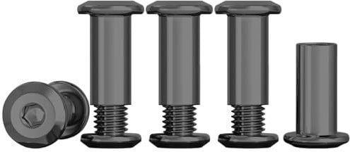 Drenky Connecting Screws Black M4 Sleeve Nuts 304 Stainless Steel Screws Barrel Nuts Kit M4 X 16mm Hexagon Furniture Bolts 10 Sets Flat Hex Bolt for Bed, Door, Table, Chair, Worktop, Cabinet