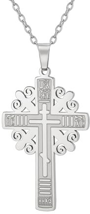 Russisch Orthodoxe Kreuz Halskette Orthodoxe IC XC NIKA Kreuz Halskette Jesus Kruzifix Bizantinisches Kreuz Anhänger Christian Orient Kreuz Retro Religiöser Schmuck (orthodoxes Kreuz silber 2)