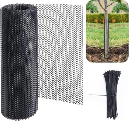 20 Ft Mesh Tree Guard Trunk Protectors- Tree Bark Protector- Flexible Net Tree Guard with 100 Pcs Ties for Tree Protectors from Deer Mowers Trimmers