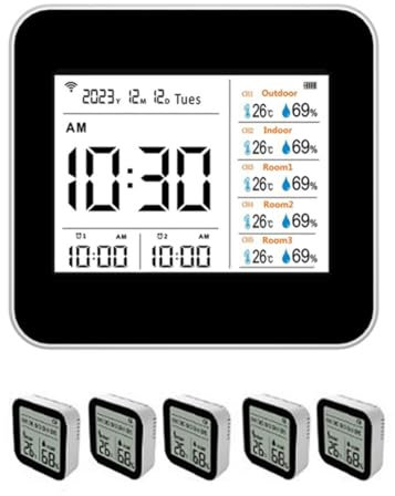 Faeymth Termómetro Higrómetro Inteligente Tuya WIFI 13 en 1, Medidor de Humedad y Temperatura Preciso para Interiores