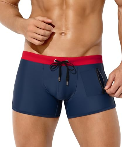 Casey Kevin Badehose Herren Kurz Eng Badeshorts mit Tunnelzug Swim | Kleine Tasche mit Reißverschluss, Schnelltrocknend, Wassersport, Schwimmhose, Schwimmshorts, Swimming Trunks Für Strand Pool